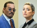 米俳優ジョニー・デップさん（左）と元妻の米女優アンバー・ハードさん（2022年6月1日作成）。(c)JIM WATSON / POOL / AFP
