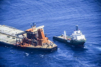 スリランカ沖タンカー火災、サルベージ作業開始