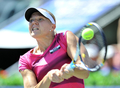 女子テニス、韓国オープン（KDB Korea Open 2012）は22日、韓国のソウル（Seoul）で行われ、大会第3シードのカイア・カネピ（Kaia Kanepi）は1-6、0-6で第1シードのカロリーネ・ボズニアツキ（Caroline Wozniacki、デンマーク）に敗れた。

リターンを打つカイア・カネピ（2012年9月22日撮影）。(c)AFP/JUNG YEON-JE