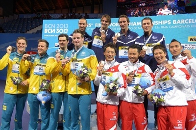 男子4x100mメドレーリレーでフランスが金、第15回世界水泳