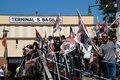 イタリアのベネチアで、事故を受け大型クルーズ船の入港に反対し抗議する人々（2019年6月2日撮影）。(c)Andrea PATTARO / AFP