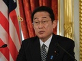 東京・元赤坂の迎賓館で会談後、共同記者会見を行う岸田文雄首相（2022年5月23日撮影）。 (c)Nicolas Datiche / POOL / AFP