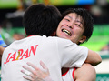 リオデジャネイロ五輪、体操男子個人総合決勝。優勝を決めて歓喜する内村航平（2016年8月10日撮影）。(c)AFP/EMMANUEL DUNAND