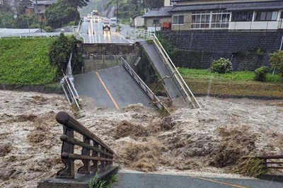 Bridge collapses due to heavy rain in Kumamoto