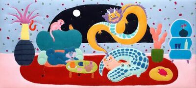 【OIL by 美術手帖ギャラリー】江上秋花 個展「home sweet home」を2026年1月23日（金）より開催。家という小さな世界でくつろぐ生きものたちを刺繍やニットのテキスタイルで表現。