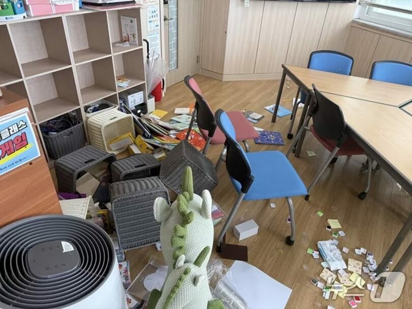 先月、済州の小学校で発生した児童による教師暴行の現場＝済州教員労組提供(c)news1