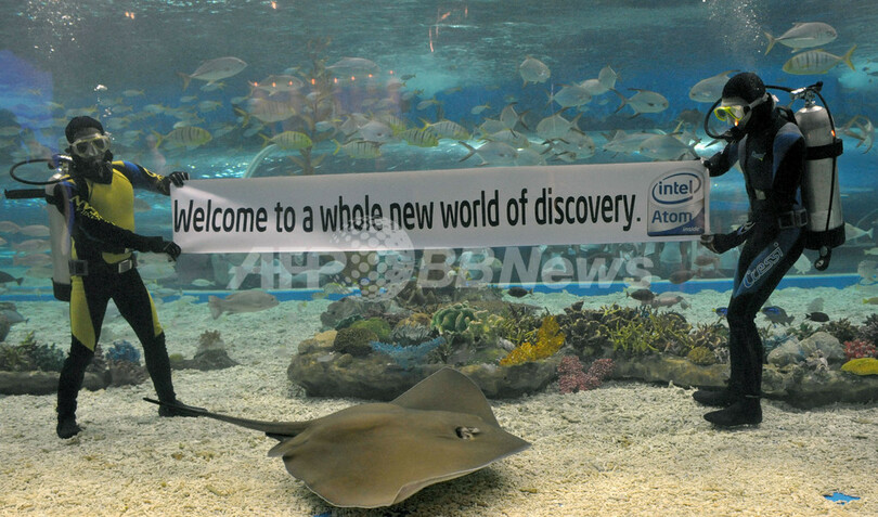 インテルの新マイクロプロセッサ「アトム」、水族館でもPR