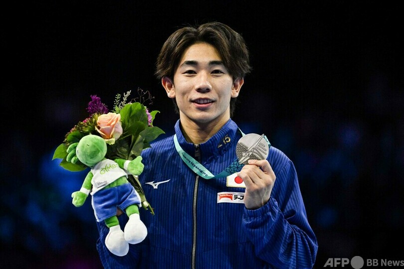 南一輝、ゆかで銀メダル 世界体操