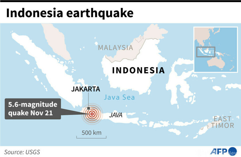 インドネシアでM5.6の地震 56人死亡、700人超負傷