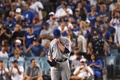 17MLBプレーオフ、ナ・リーグ優勝決定シリーズ（7回戦制）、ロサンゼルス・ドジャース対シカゴ・カブス。先発登板したシカゴ・カブスのジョン・レスター（2017年10月15日撮影）。(c)AFP/Getty Images/Kevork Djansezian