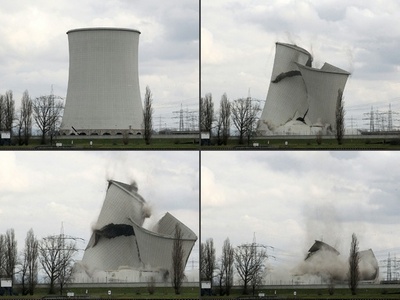 独原発の冷却塔を爆破解体 福島事故受け閉鎖