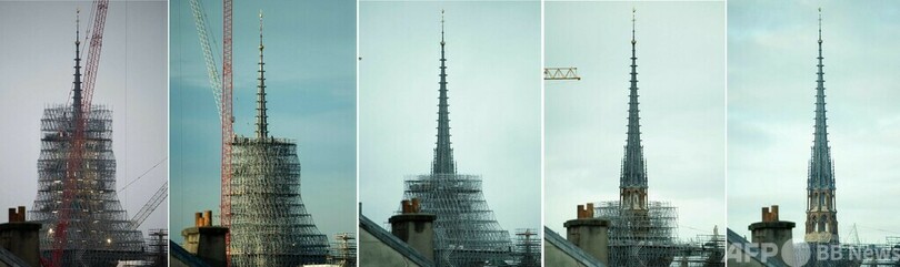 ノートルダム大聖堂、尖塔周辺足場の解体進む 仏パリ