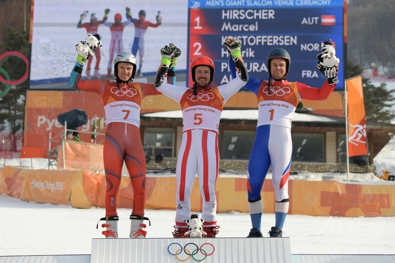 ヒルシャー、男子大回転で大会2個目の金メダル 平昌五輪