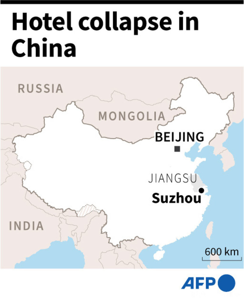 中国蘇州でホテル崩落 1人死亡 10人不明
