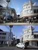 東日本大震災の被災地の震災直後の様子と、2012年1月の様子。

写真上は宮城県気仙沼市で倒壊した建物やがれきの前を歩く被災者（2011年3月18日撮影）。写真下は現在の様子（2012年1月14日撮影）。(c)AFP/PHILIPPE LOPEZ/TORU YAMANAKA