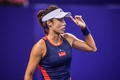女子テニス、WTAエリート・トロフィー初日。試合に臨む王薔（2018年10月30日撮影）。(c)AFP