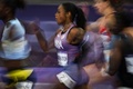 パリ五輪、陸上女子100メートル準決勝。レースに臨む米国のシャカリ・リチャードソン（2024年8月3日撮影）。(c)Ben STANSALL / AFP