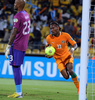 サッカー2013アフリカネイションズカップ（2013 The Africa Cup of Nations）、グループD、アルジェリア対コートジボワール。後半32分に得点を挙げて喜ぶコートジボワールのディディエ・ドログバ（Didier Drogba、2013年1月30日撮影）。(c)AFP/ALEXANDER JOE