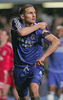 延長前半8分にPKを決めて左腕の喪章を見せるチェルシーのフランク・ランパード（%%Frank Lampard%%）。（2008年4月30日撮影）(c)AFP/CARL DE SOUZA
