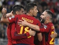 サッカー欧州選手権予選、グループA、ジョージア対スペイン。得点を喜ぶスペインの選手（2023年9月8日撮影）。(c)Vano SHLAMOV / AFP