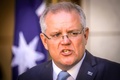 オーストラリアの首都キャンベラで、記者会見に臨むスコット・モリソン首相（2020年3月22日撮影）。(c)DAVID GRAY / AFP