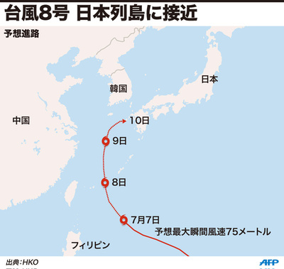 台風8号接近で特別警報、過去10年で最大級