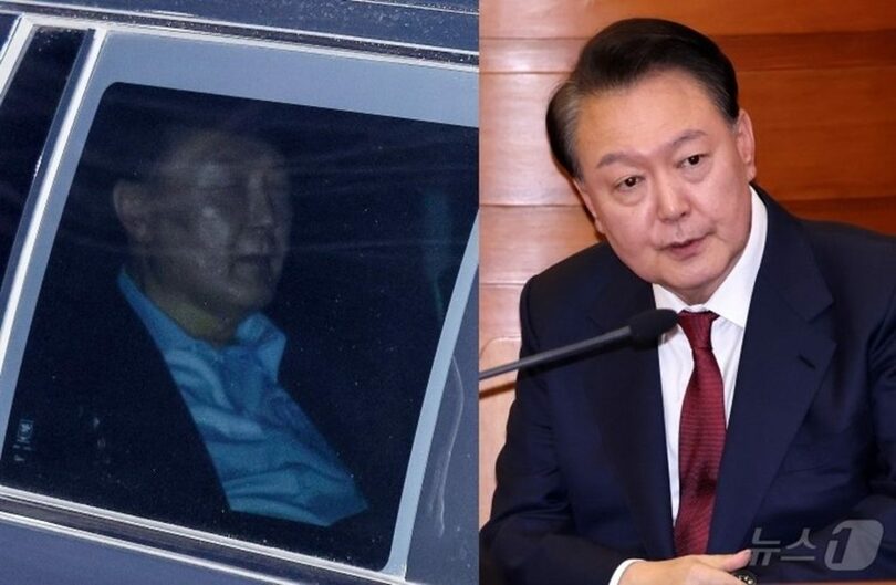拘束時(左)と憲法裁判所出廷時の対比(c)news1