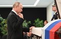 ロシア・モスクワで、エブゲニー・ジニチェフ非常事態相の葬儀に参列するウラジーミル・プーチン大統領（2021年9月10日撮影）。(c)Alexey NIKOLSKY / SPUTNIK / AFP