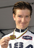 2008UCIロード世界選手権エリート男子タイムトライアルの表彰式に臨むDavid Zabriskiehis。（2008年9月25日撮影）(c)AFP/DAMIEN MEYER