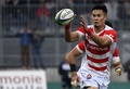 ラグビーテストマッチ、日本対フィジー。ボールをキャッチする田村優（2016年11月26日撮影）。(c)AFP/DAMIEN MEYER