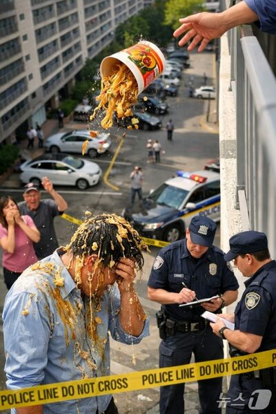 晴天の午後、15階から“熱い衝撃”…韓国・マンションからカップ麺を投げ捨て、通行人直撃