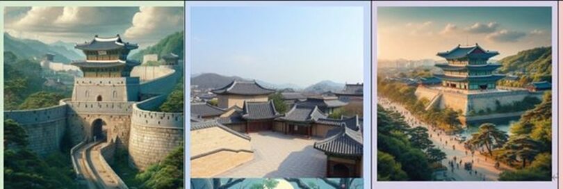 生成AIが描いた水原華城＝VANK提供