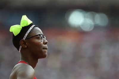 リボンが目印のシャミア・リトル選手、第15回世界陸上