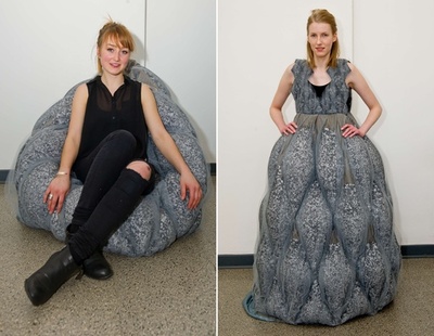 ソファに変身するドレス？ユーモア溢れる独ファッションスクール卒業作品