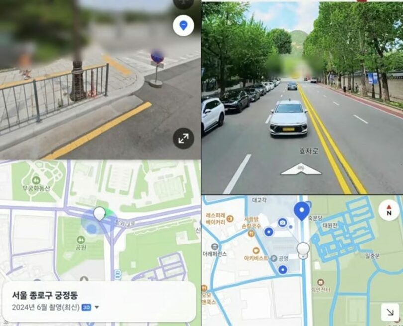 （左から）青瓦台の検索結果が制限されたネイバー地図とカカオマップ＝各アプリキャプチャ(c)MONEYTODAY