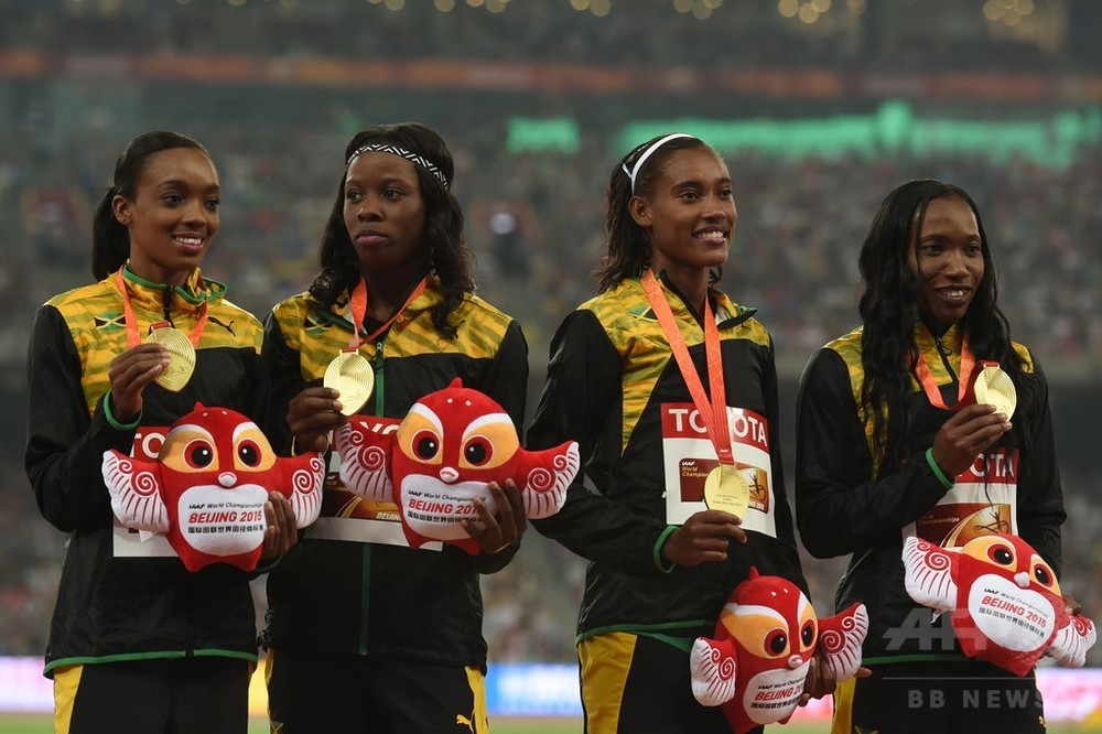 ジャマイカが女子4×400mリレーで金、第15回世界陸上 写真5枚 国際