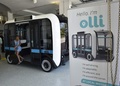 米メリーランド州ナショナルハーバーにあるローカルモーターズ社で公開された自動運転車「Olli」（2016年6月16日撮影）。(c)AFP/Mandel Ngan