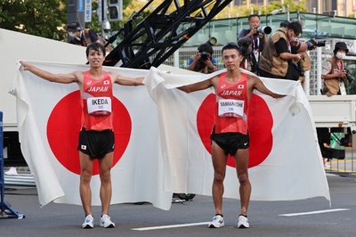 池田が銀メダル、山西は銅 東京五輪男子20キロ競歩
