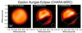 ぎょしゃ座イプシロン（Epsilon Aurigae）の2009~2010年にかけての食の進行を示した写真。英科学誌ネイチャー（Nature）提供。(c)AFP/NATURE/UNIVERSITY OF MICHIGAN/JOHN D.MONNIER
