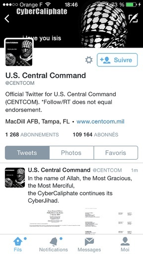 イスラム国の同調者か、米中央軍のツイッターを乗っ取り