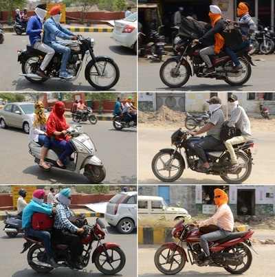 炎天下でオートバイに乗る秘策？気温43度の印アムリトサル