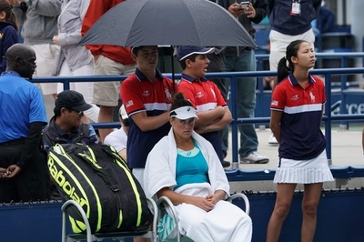 全米OP大会2日目、大半の試合が雨天順延に