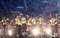 韓国、ソウル（Seoul）のソウル・オリンピック公園（Seoul Olympic Park）で開催された「第3回ガオンチャート・K-POP・アワード（Gaon Chart K-POP Awards）」に出席した、アイドルグループ「EXO （エクソ）」（2014年2月12日撮影）。(c)STARNEWS