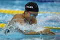 第17回アジア競技大会（17th Asian Games、Asiad）競泳女子100メートル平泳ぎ決勝。レースに臨む渡部香生子（Kanako Watanabe、2014年9月21日撮影）。(c)AFP/PHILIPPE LOPEZ