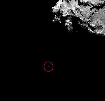 彗星上の陰部分に着地したESAの着陸機「フィラエ」