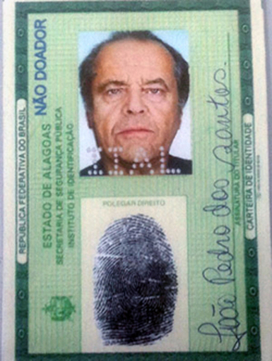 J・ニコルソンの写真で偽造ID、銀行口座開設しようとして逮捕 ブラジル