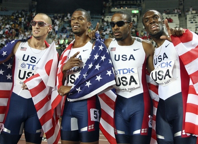 米国 男子4x400メートルリレーで優勝