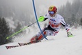 アルペンスキーW杯2013-14、男子回転最終戦。試技に臨むマルセル・ヒルシャー（Marcel Hirscher、2014年3月16日撮影）。(c)AFP/FABRICE COFFRINI