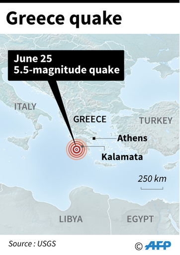 ギリシャ南部沖合でM5.5の地震