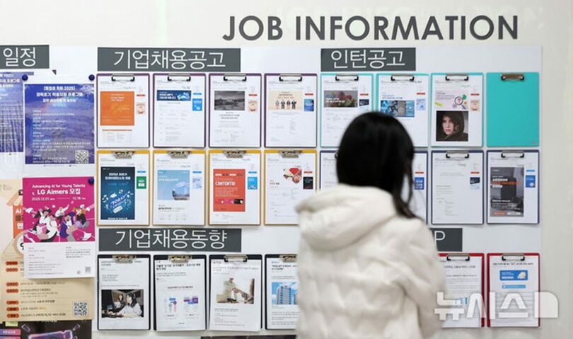 ソウル市内の大学にある採用公告掲示板(c)NEWSIS